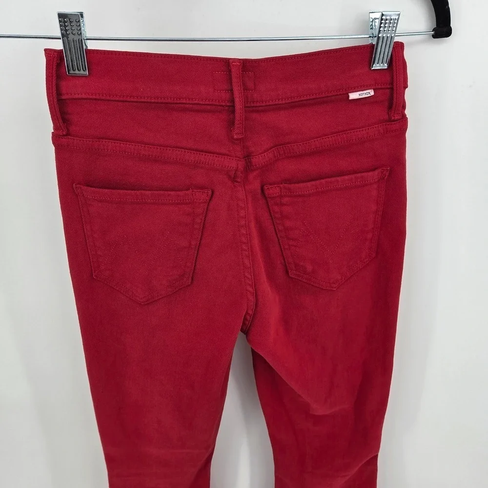 Mother High Waisted Weekender Skimp Second Chance Flare Jeans Haute Red Women 24